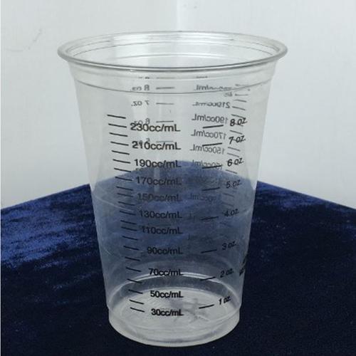 厂家塑料pet饮料果汁12oz10z塑料刻度印刷杯定制调漆环保量杯